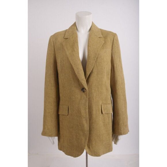 Zara Womans Oversized Suit Jacket Blazer Size M Sand Tan Linen 7827/794 NWT - Picture 1 of 6